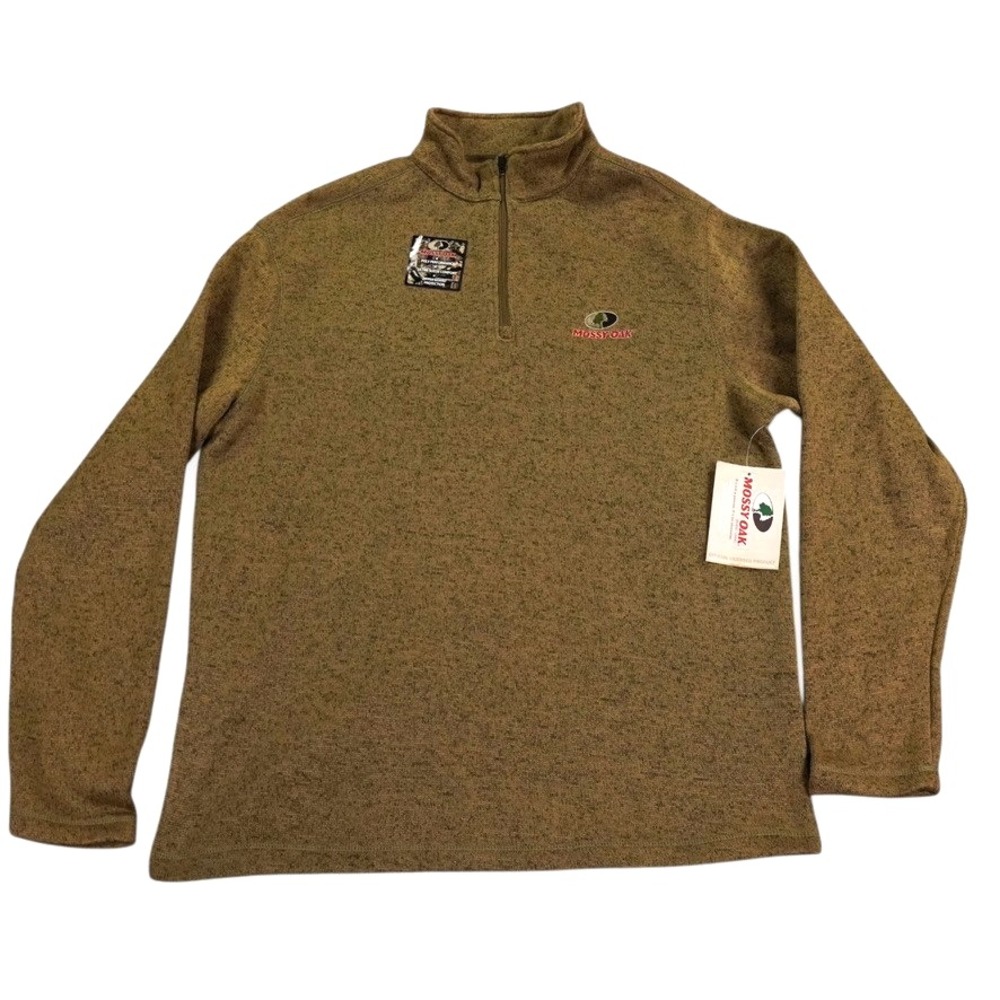 Mossy Oak Sweater. Mens L Green Poly Performance 1/4 Zip Pullover Outdoor New